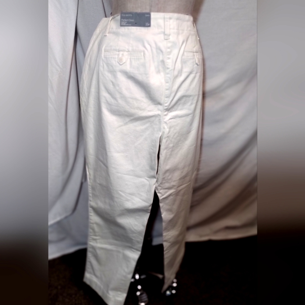 Talbots TAG (36Wx28L) Ankle Pants IvoryStrght Leg High Rise, Zipper, Pckts, 16P